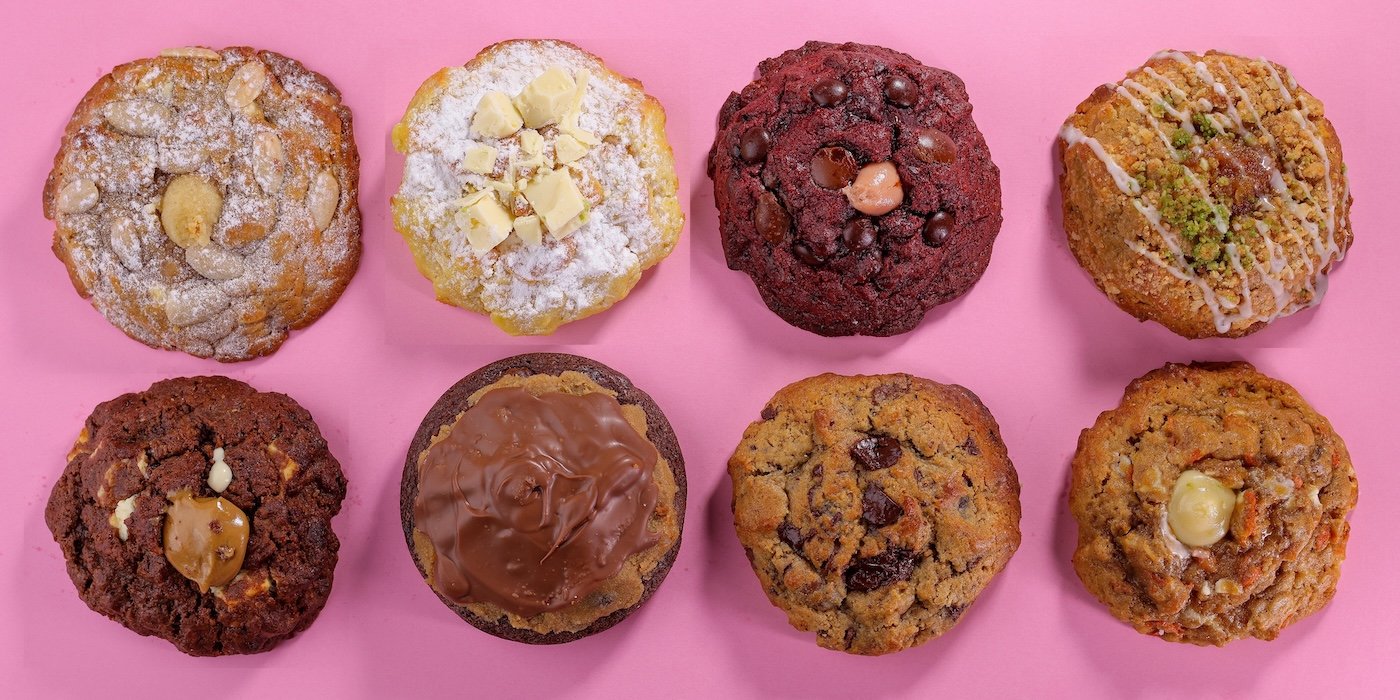 Grid of assorted Lizzy's NYC cookie flavors