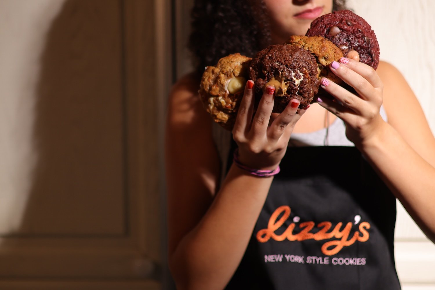 Lizzy with cookies in hand